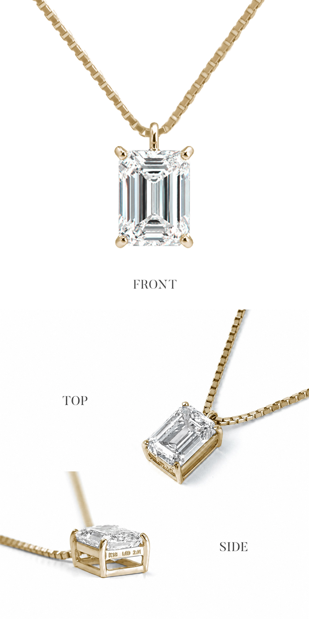 ラボグロウンダイヤモンド 2.0ct エメラルドカット ネックレス