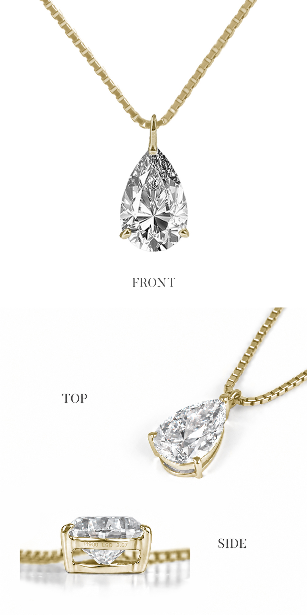 ラボグロウンダイヤモンド 2.0ct ペアシェイプ ネックレス