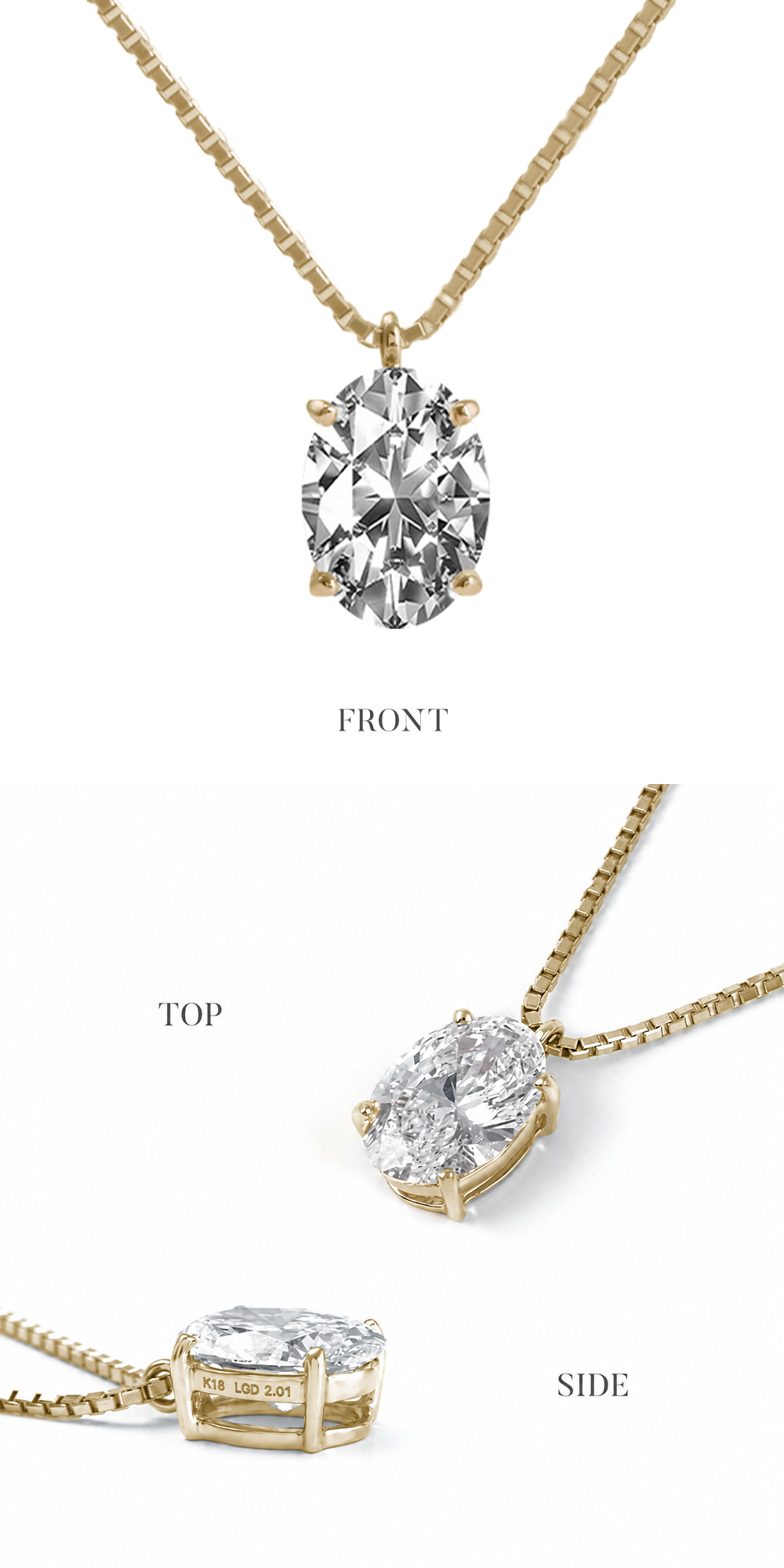 ラボグロウンダイヤモンド 2.0ct オーバルカット ネックレス