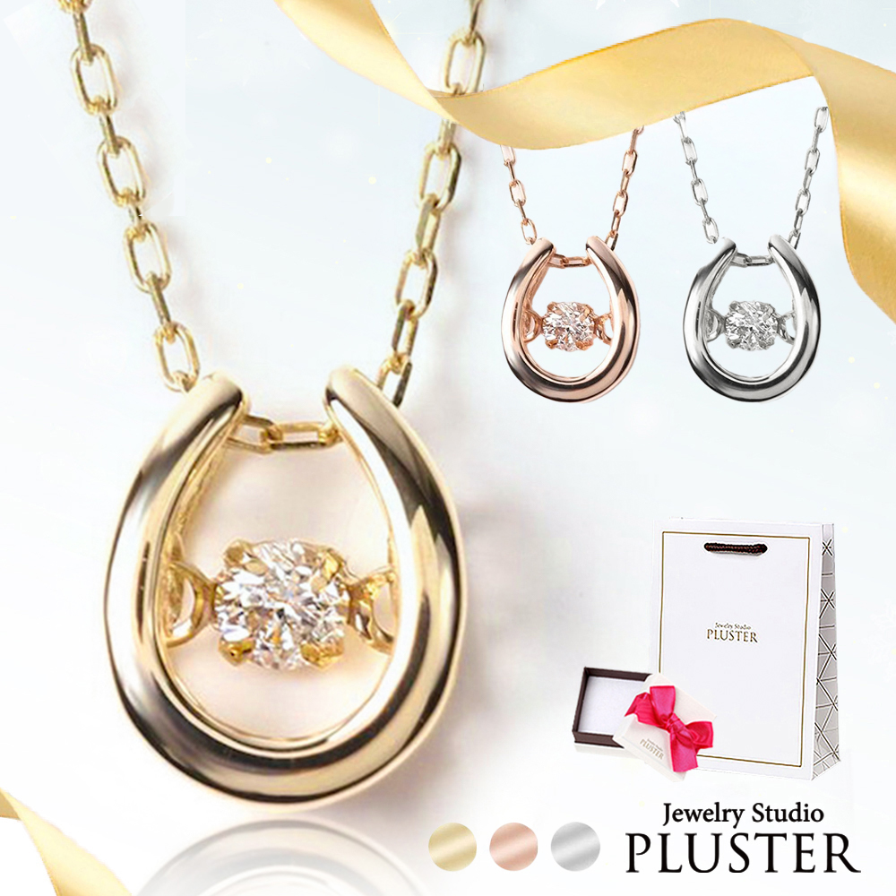 K10 ダンシングストーン　ダイヤモンド　ネックレス　,6g ダンシングストーン ネックレス PLUSTER K10 馬蹄 ダイヤモンド クロス