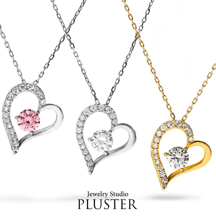 オープンハート ネックレス Swarovski スワロフスキー ハートネックレス スワロフスキージルコニア ペンダント レディース Jewelry Studio Pluster ジュエリースタジオ プラスター