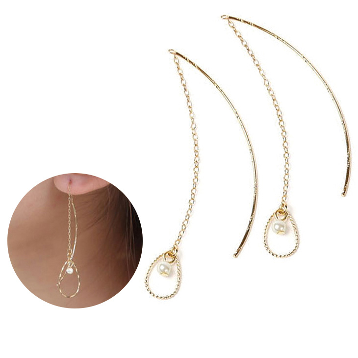 アメリカン ピアス Pluster ニッケルフリー 金属アレルギー対応 ドロップ イエローゴールドカラー レディース 専用ポーチ付き