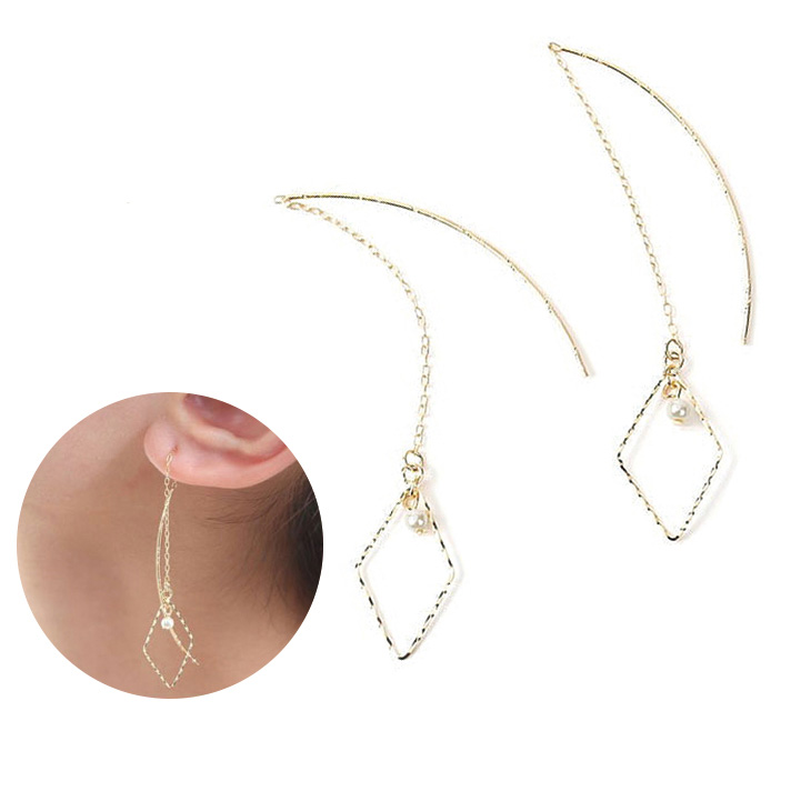 アメリカン ピアス Pluster ニッケルフリー 金属アレルギー対応 スクエア イエローゴールドカラー レディース 専用ポーチ付き