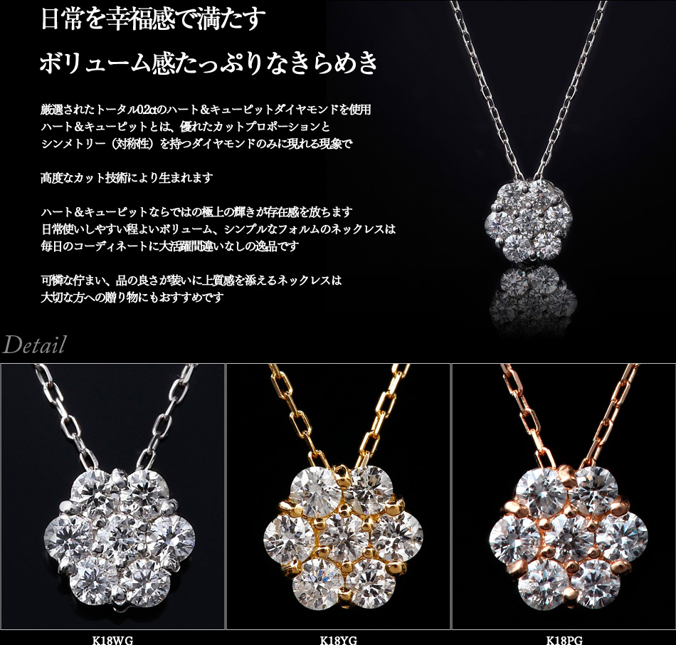 【新品】K18YG フラワー ダイヤモンド ネックレス 0.70CT