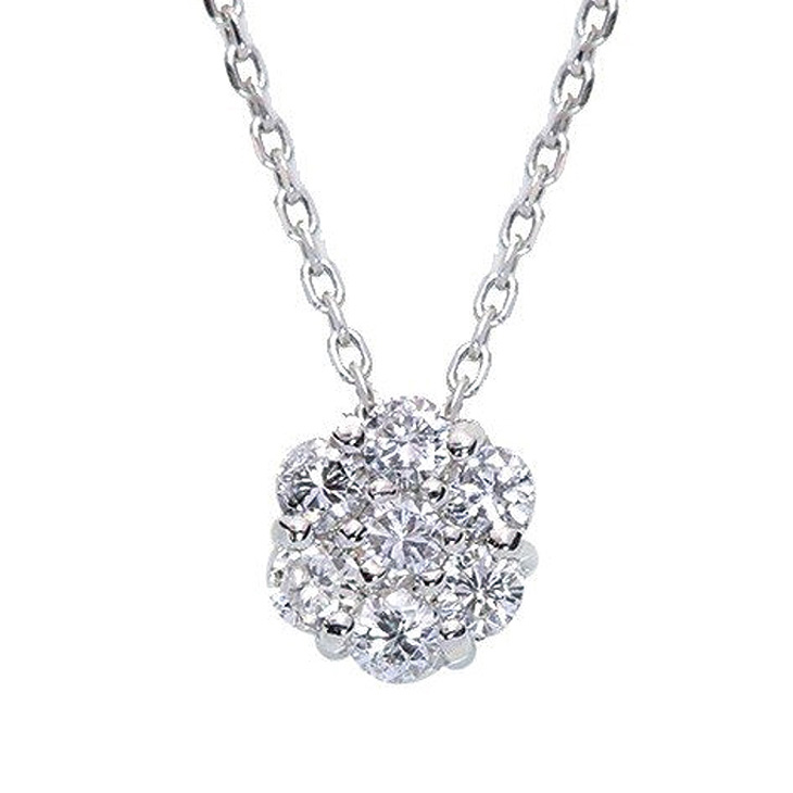 未使用 K18WG 蝶モチーフ ダイヤモンド付きネックレス D:0.18ct